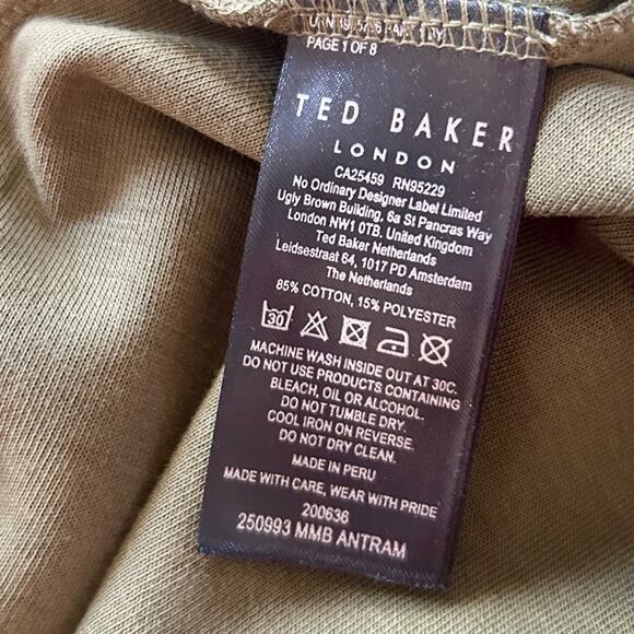 Ted Baker Antram Half Zip Funnel Neck Pullover Sweater in Khaki Green XXL NWT - Picture 10 of 11